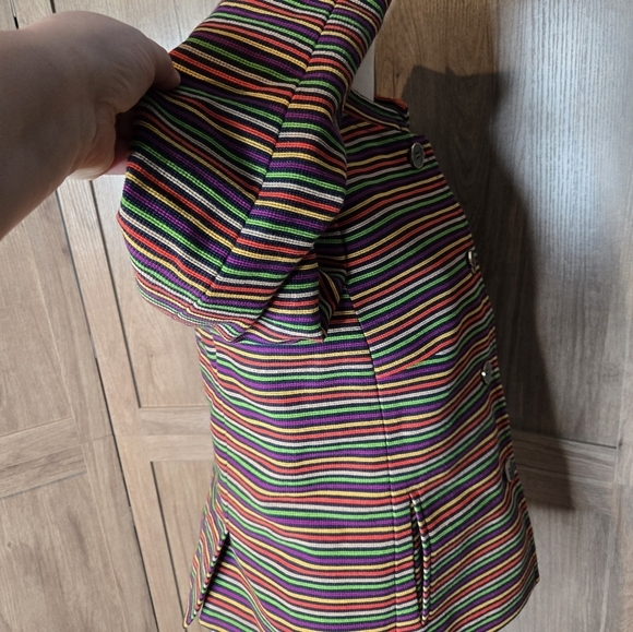 Talbots Womens Rainbow Colorful Striped Mandarin Collar Blazer Jacket - Picture 9 of 16